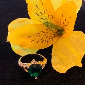 Genuine Green Topaz Claddagh Ring